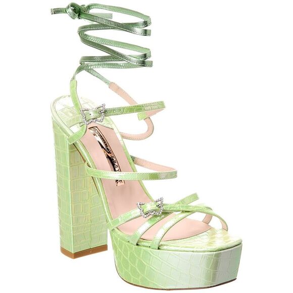 Sophia Webster Venus Leather Platform Sandal Green